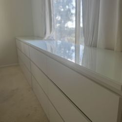 Set of 2 IKEA STORKLINTA Dressers – Each 6 Drawers w/ Clear Glass Tops – Like New