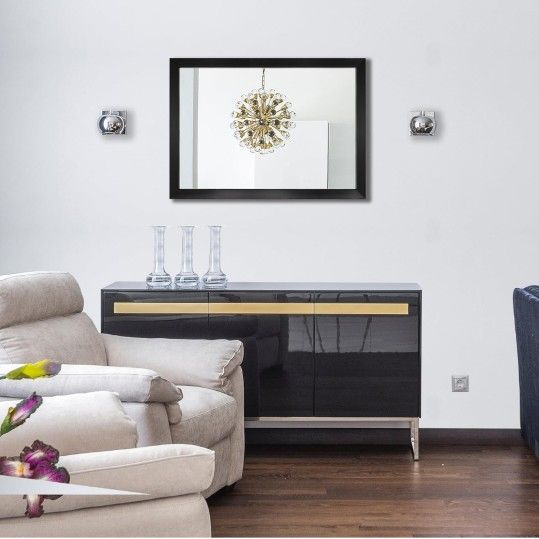 New Ruomeng 28" x 20" Black Rectangular Wall Mirror