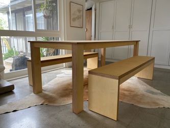Baltic birch plywood table or dining set with benches