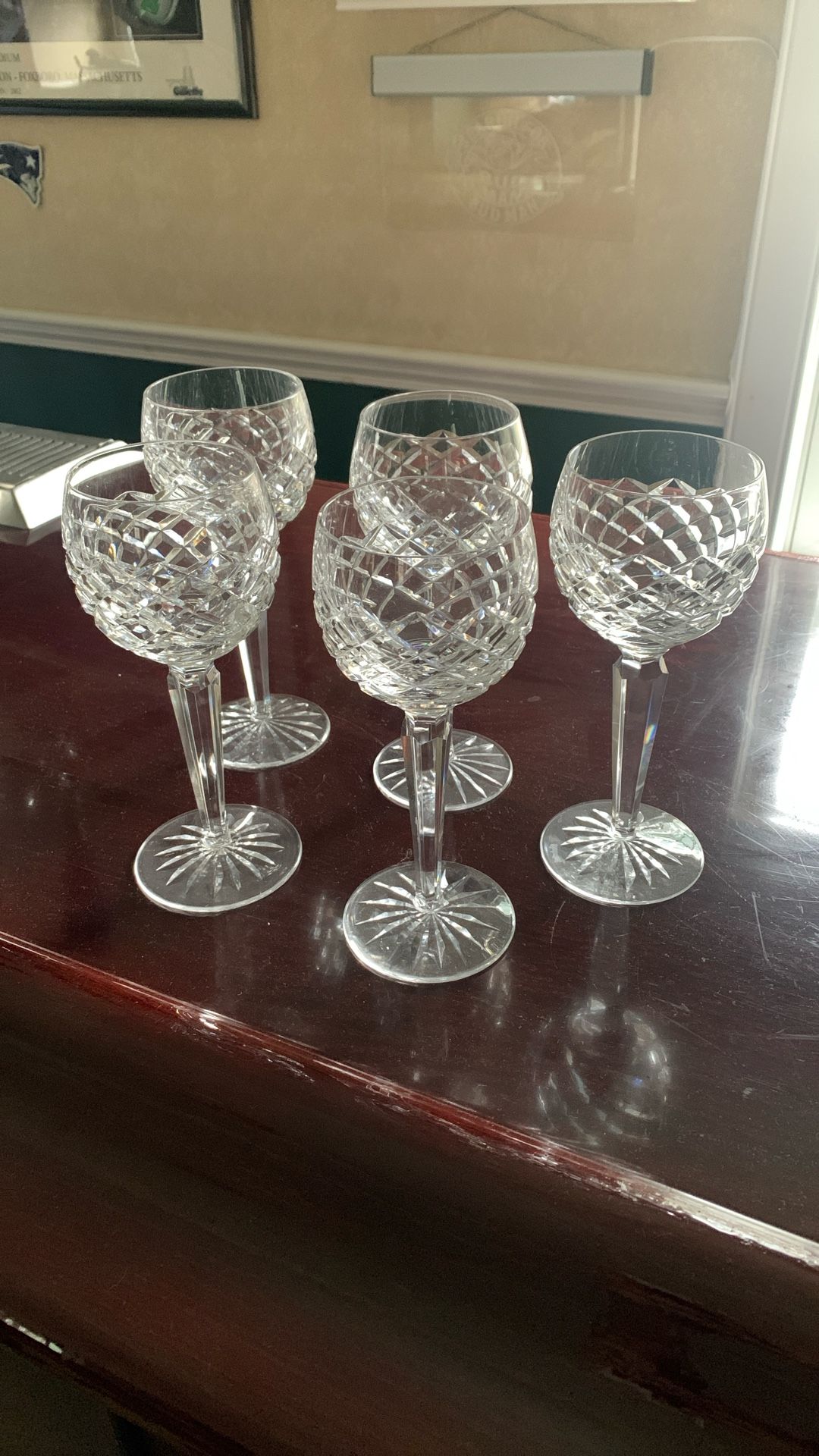 Set Of 5 Waterford Wine Glasses