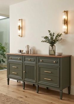 Vintage Modern Green Long Dresser / Sideboard / TV Stand