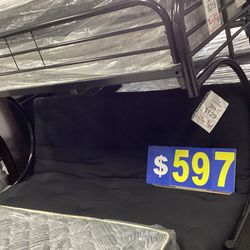 Black Twin/futon Bunk Bed With futon Pad,regular Mattress