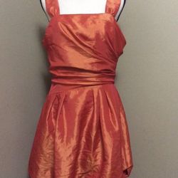 Jrs Poly USA Orange Cocktail Party Prom Balloon DRESS Short sz XL halloween fall