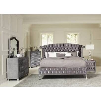 Brand new king size bedroom set. 4 piece includes dresser mirror