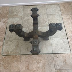 Vintage Glass Square Coffee Table