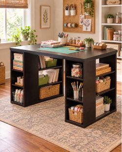 Counter Height Craft Room Table Dark Wood Project game room She Shed Dream Box