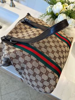 Gucci GG Canvas Web Stripe Tote Bag – Brown/Beige