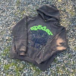 Slate Grey Sp5der Wait Web Hoodie Size Large 