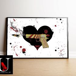 Big 24x36 Framed Art Print - Golden Pistol Heart
