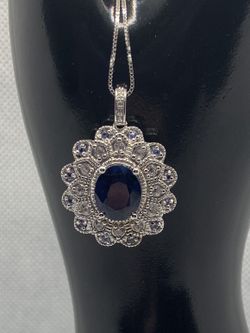 SAPPHIRE, MULTI GEMSTONE STERLING SILVER PENDANT