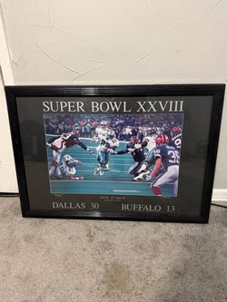 Vintage Framed Super Bowl XXVIII Dallas Cowboys Commemorative Print (30-13)