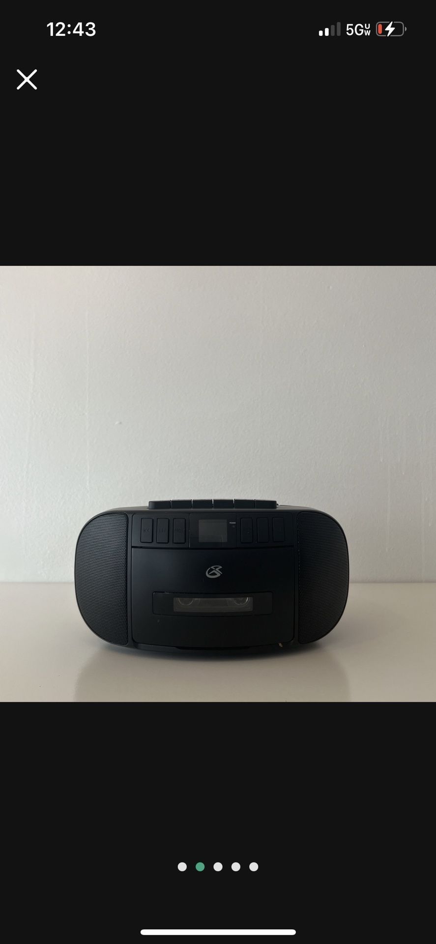 GPX BCA209B Portable Am/FM Boombox with CD and Cassette Player