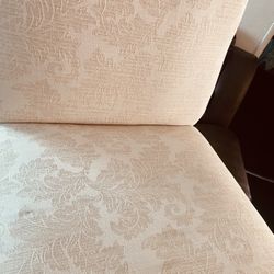🩷$70-1 Beautiful off white/light cream colored large decorative/accent chair for living  room or bedroom. This is NOT a kitchen chair as in kitchen t
