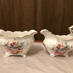 Vintage Hammersley Fine Bone China 2991 creamer and sugar bowl set