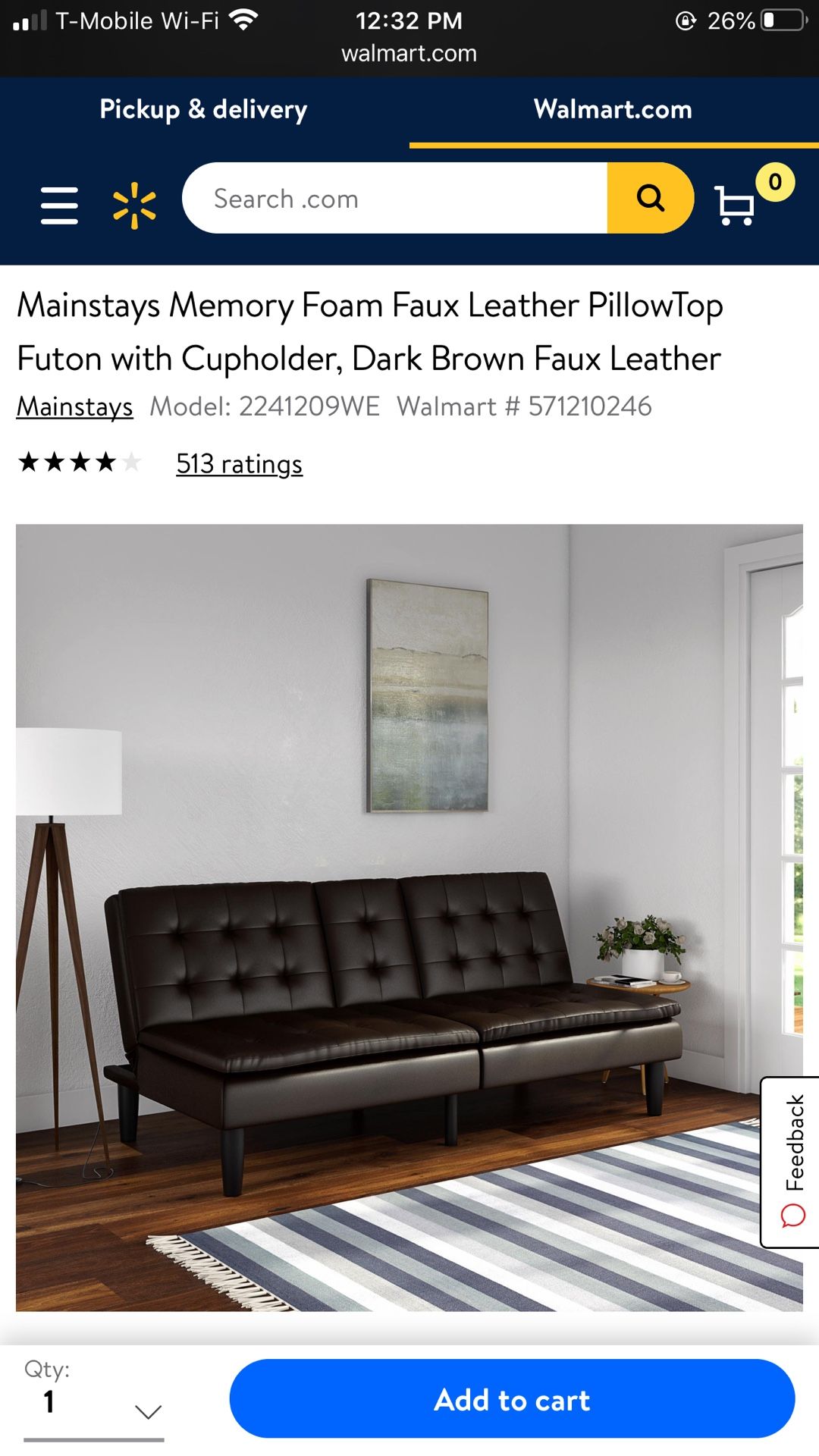 Memory Foam Leather Futon