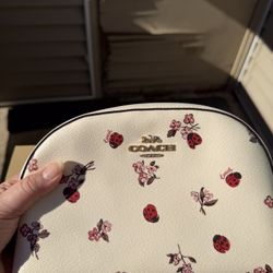 COACH Madi Crossbody Bag with Ladybug Floral Print In Color Chalk