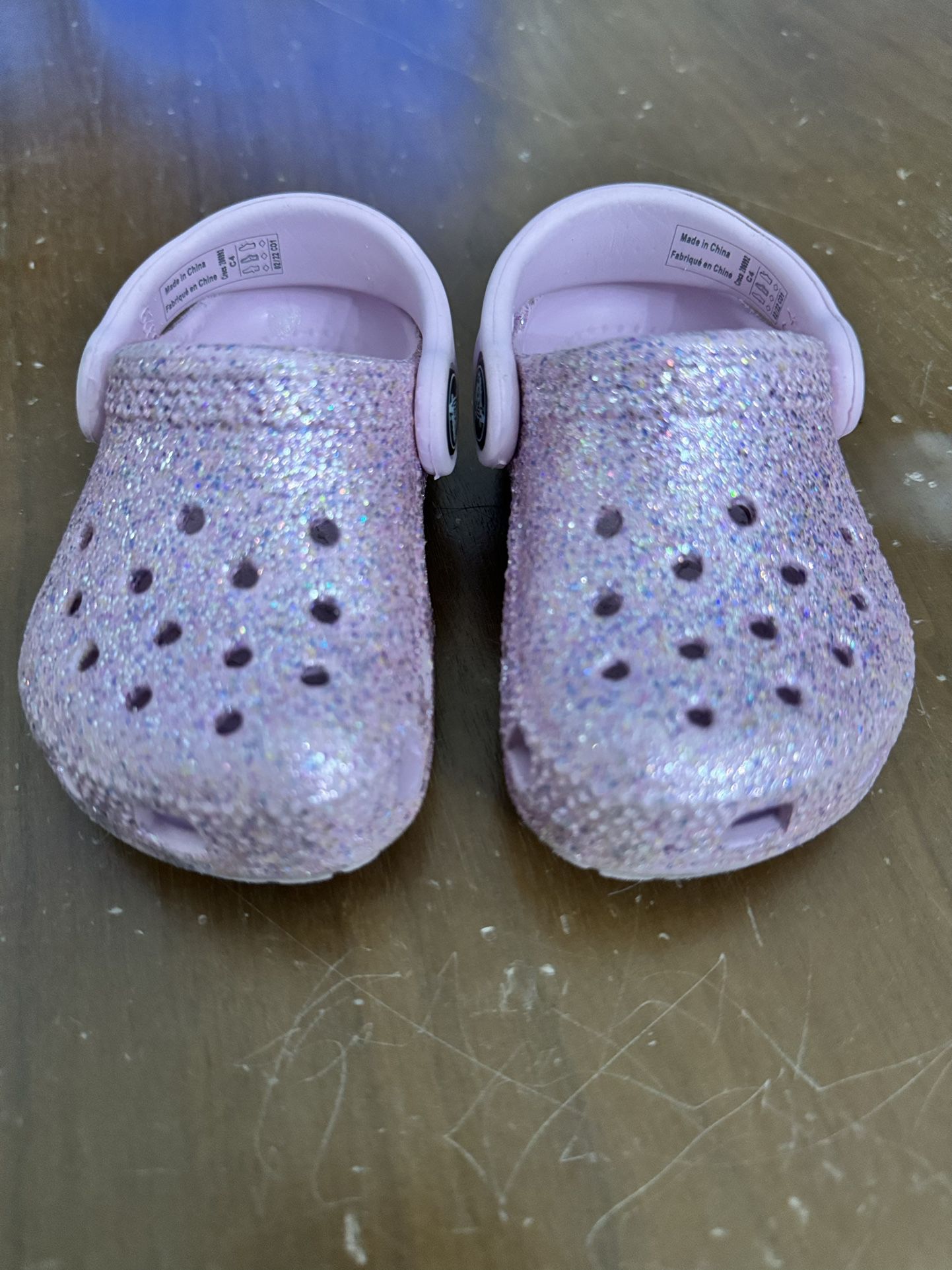 Crocs Pink Glitter Clogs Size C4