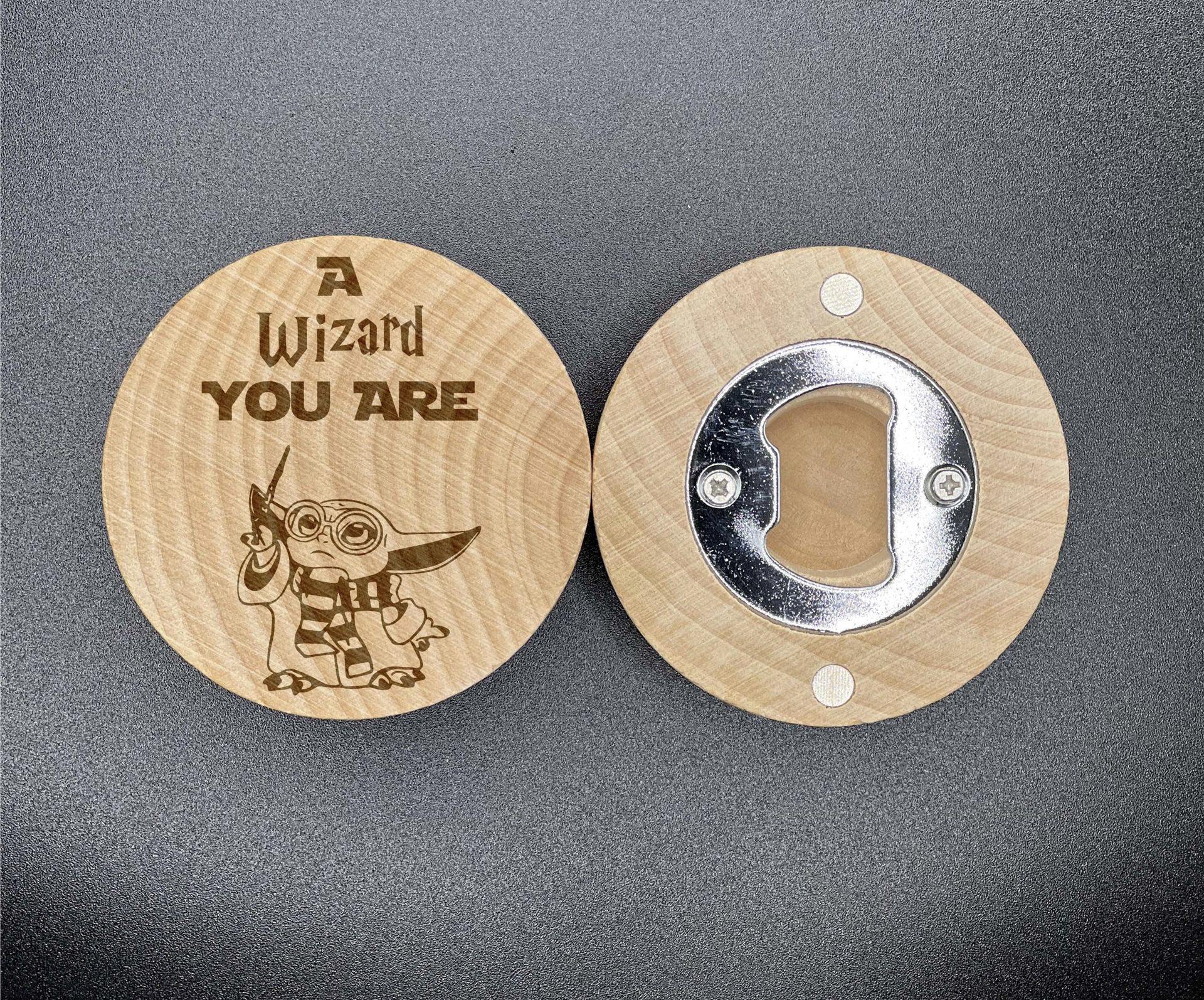 Harry yoda potter engraved wood fridge magnet bottle opener pop gift