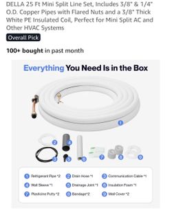 Della 16 Ft AC Connection Line Set 1/4" and 3/8"