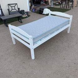 Twin Bed Frame With Mattress + Thin Box Spring 