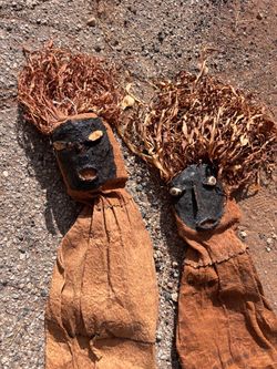 Pair of Handcrafted African Folk Art Dolls