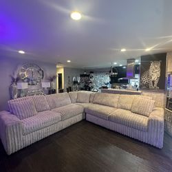Large Corduroy Sectional L Shaped