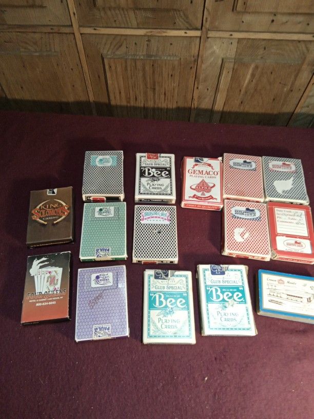 14 Decks of Used Casino Cards & 1 Vintage Deck of Playing Cards