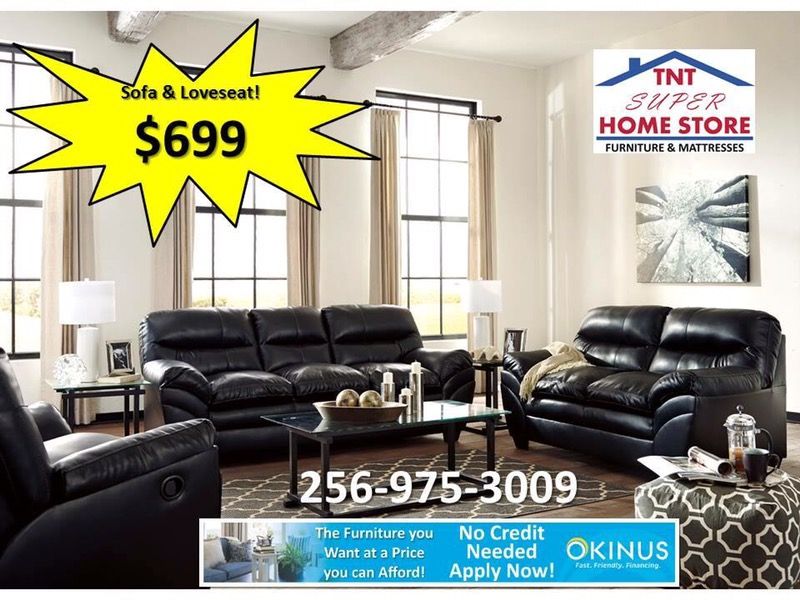 NEW Ashley Leather Sofa & Love Set