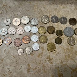 Bundle of foreign coins