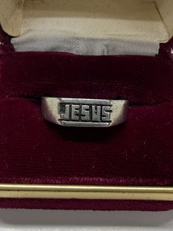 Vintage Sterling Silver JESUS Ring Christian Religious Band Size 9.5-10