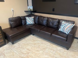 L shaped leather couch