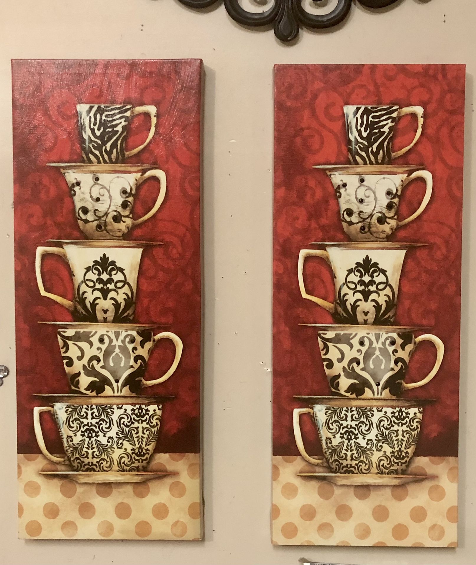 Coffee Cups Canvases 26x10 $10/each