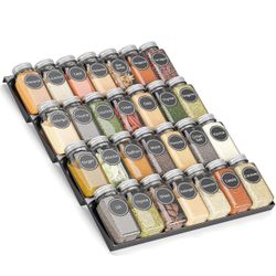 Spice Drawer Organizer - 4 Tier Adjustable Rack, Fits Drawer - Kitchen Spice Jar
