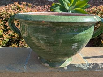 VTG Green Terracota Footed Planter "Handles" "Rare"