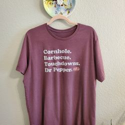 Cornhole Barbecue Touchdowns Dr Pepper Tee.  XXL Tumbleweed Texstyles Maroon