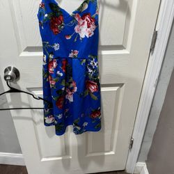 Blue Summer Dress With Flowers!