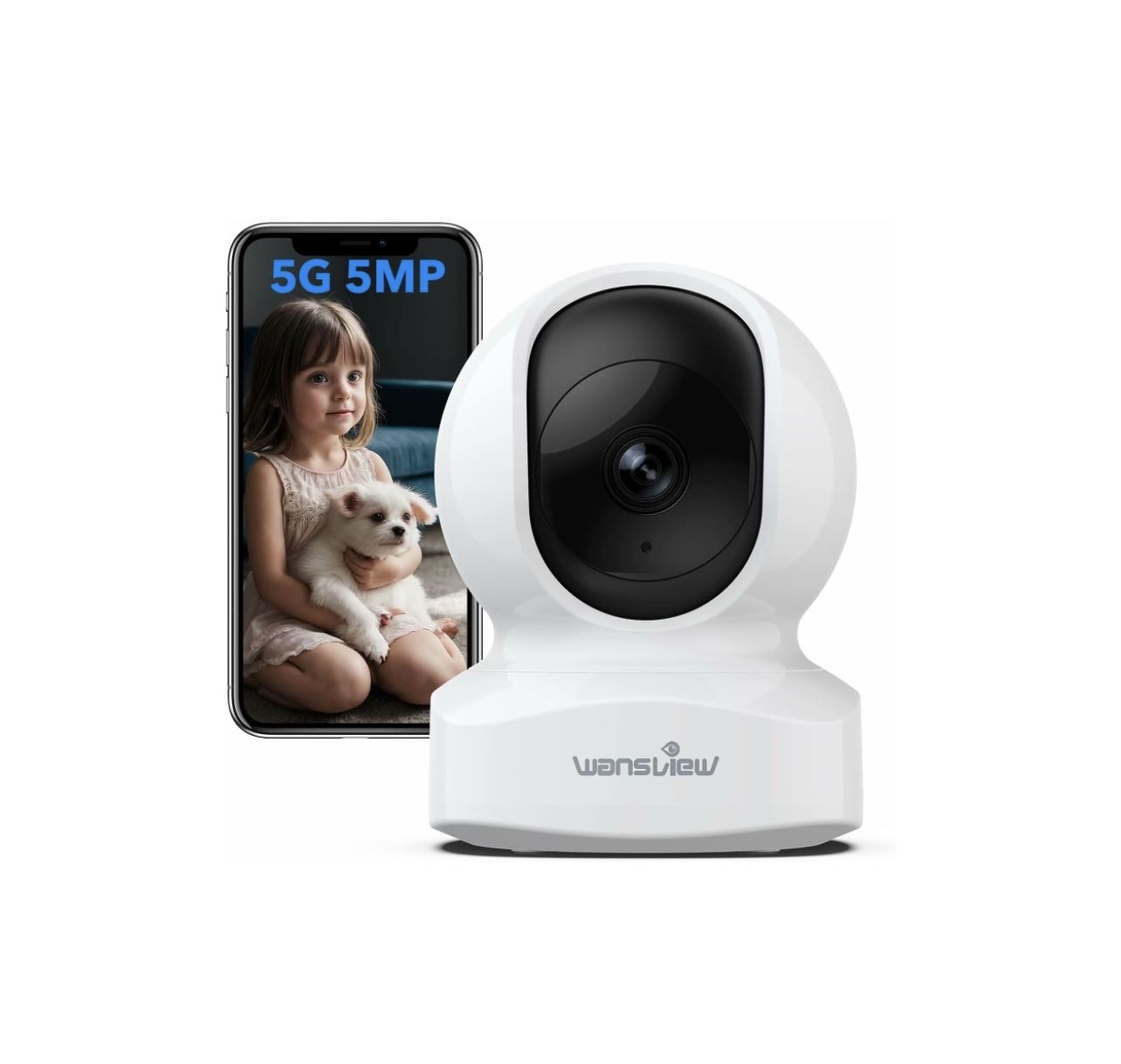 Security Camera, IP Camera, WiFi Home Indoor Camera for Baby/Pet/Nanny, 2 Way Audio Night Vision, Compatible with Alexa, with TF Card Slot and Cloud,
