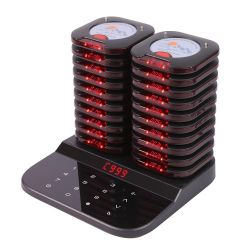 AGJ Restaurant Pager System Touch Keyboard Wireless Calling System 20 Pagers Beeper Buzzer Guest Customer Queue Pagers for Food Truck Church Nursery C