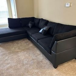 Brand New Black, Grey, Beige L Shape Fabric Sectional Sofa 