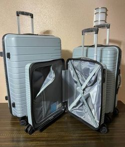 NEW 3-PC HARD SIDE LUGGAGE SET, SPINNER WITH LOCKS (SET NUEVO DE 3 MALETAS DE VIAJE ECONOMICAS)