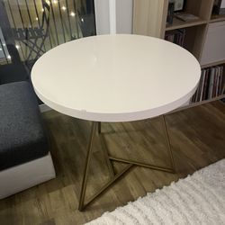 West Elm Antique Gold and White Lacquer 30” Bistro Table 