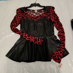 Faux Leather Blouse Trimmed In Lace Size Medium Runs Small