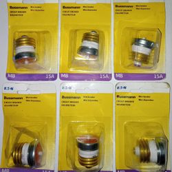 Lot Of 6 Bussmann Eaton Mini Circuit Breaker , 15a BP/MB-15
