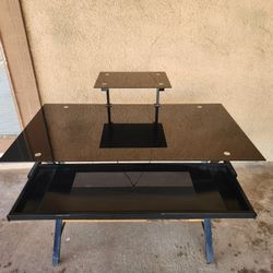 Glass Desk With Pull Out Drawer 