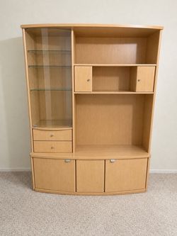 Light Wood Entertainment Center Wall Unit