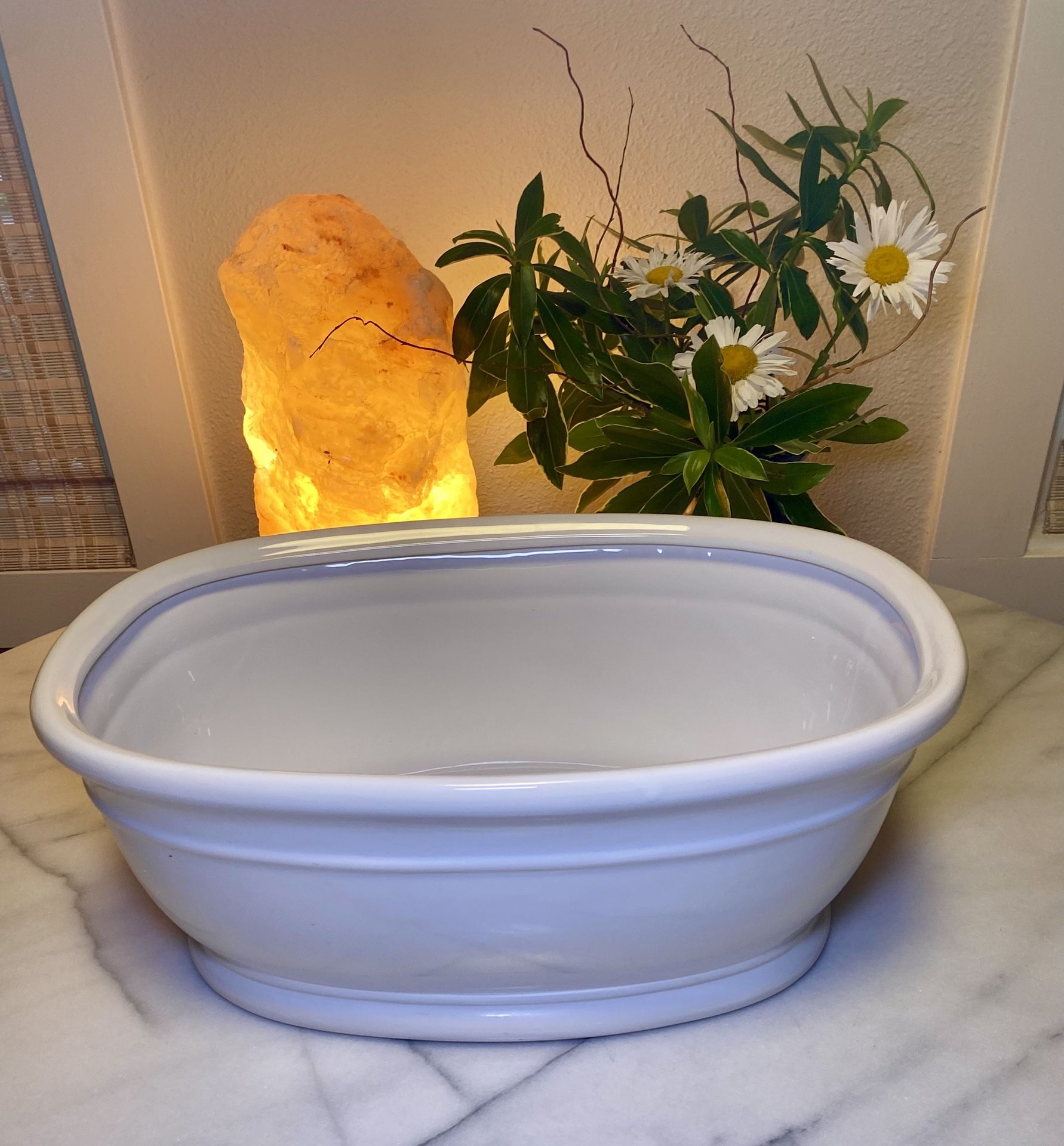 Serving Bowl, Flower Vase or Iced Beverage Stunning Oval Stoneware Like New