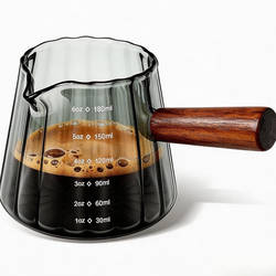 Espresso Cups 6oz, Espresso Accessories, Espresso Shot Cups with V-Shaped Pour Spout, Espresso Shot Glass, Coffee Measuring Cup with Handle, Grey