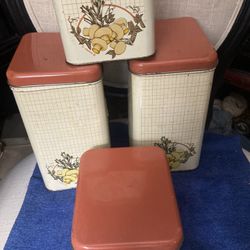 1960s Metal 4 Piece Cannister Set