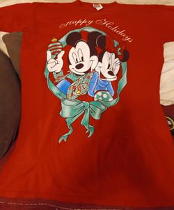 VTG 80s Mickey & Minnie Mouse Christmas Pajama Shirt 25.5x36 Mickey Unlimited 