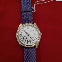 Betsey Johnson Purple Snakeskin Rhinestone Watch
